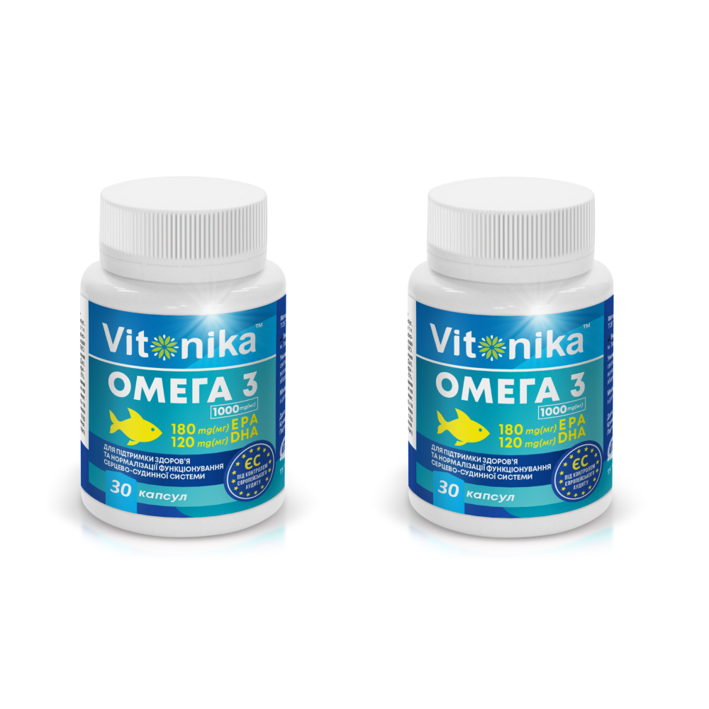 ОМЕГА-3 Vitonika 180 EPA/120 DHA 1000 мг у м'яких капсулах №30 + Vitonika ОМЕГА-3 №30