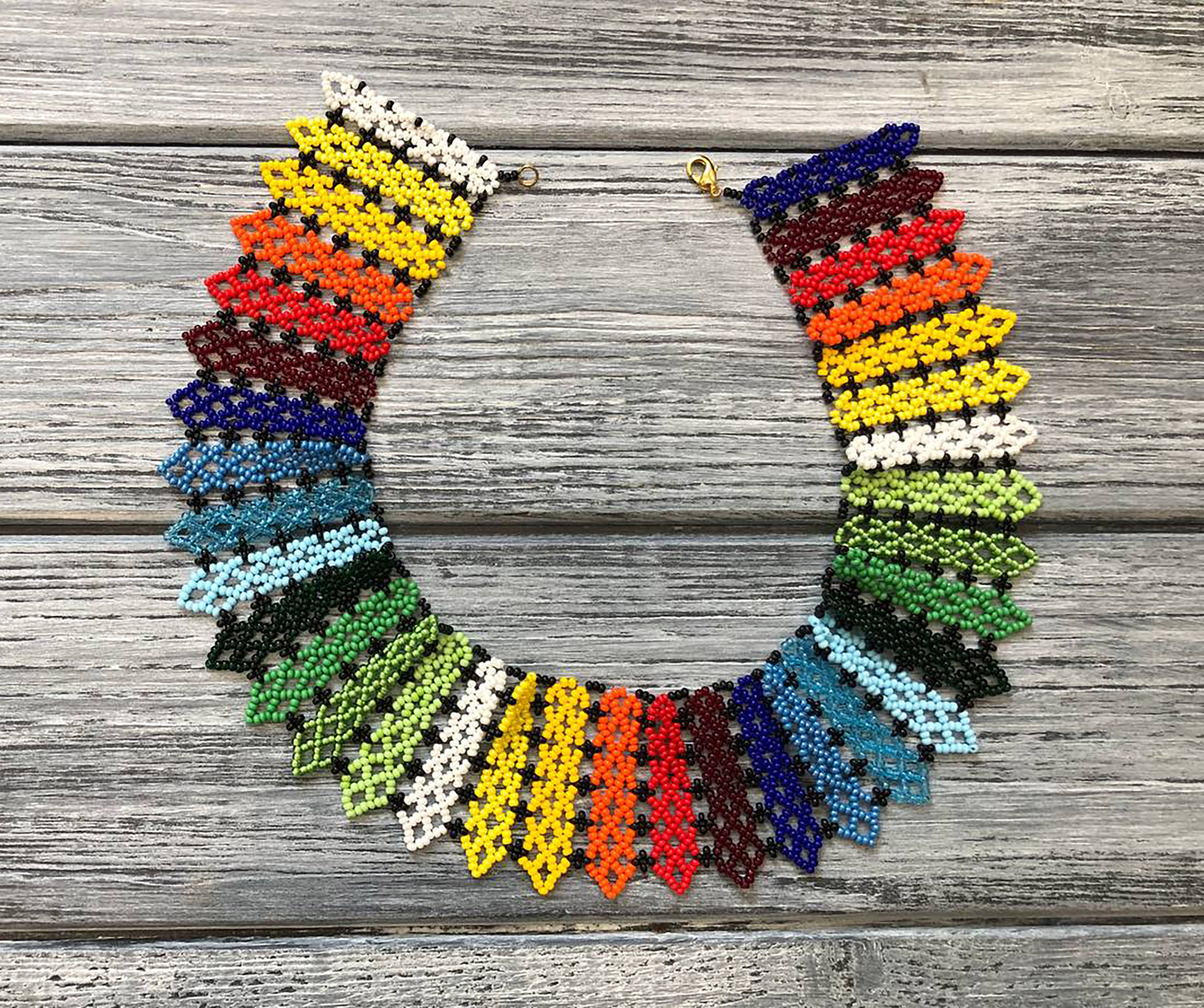 Колье из чешского бисера HatynkaUA Rainbow Necklace Радуга 44 см Разноцветный (SUN999_01)