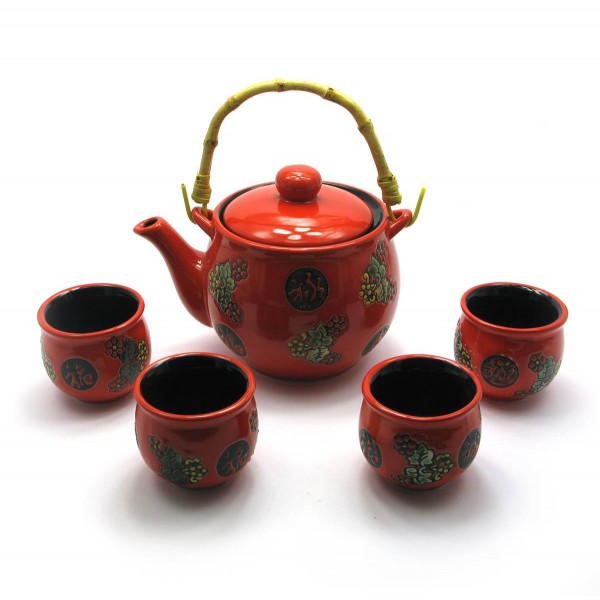 Сервиз керамический (чайник, 4 пиалы) (50807)