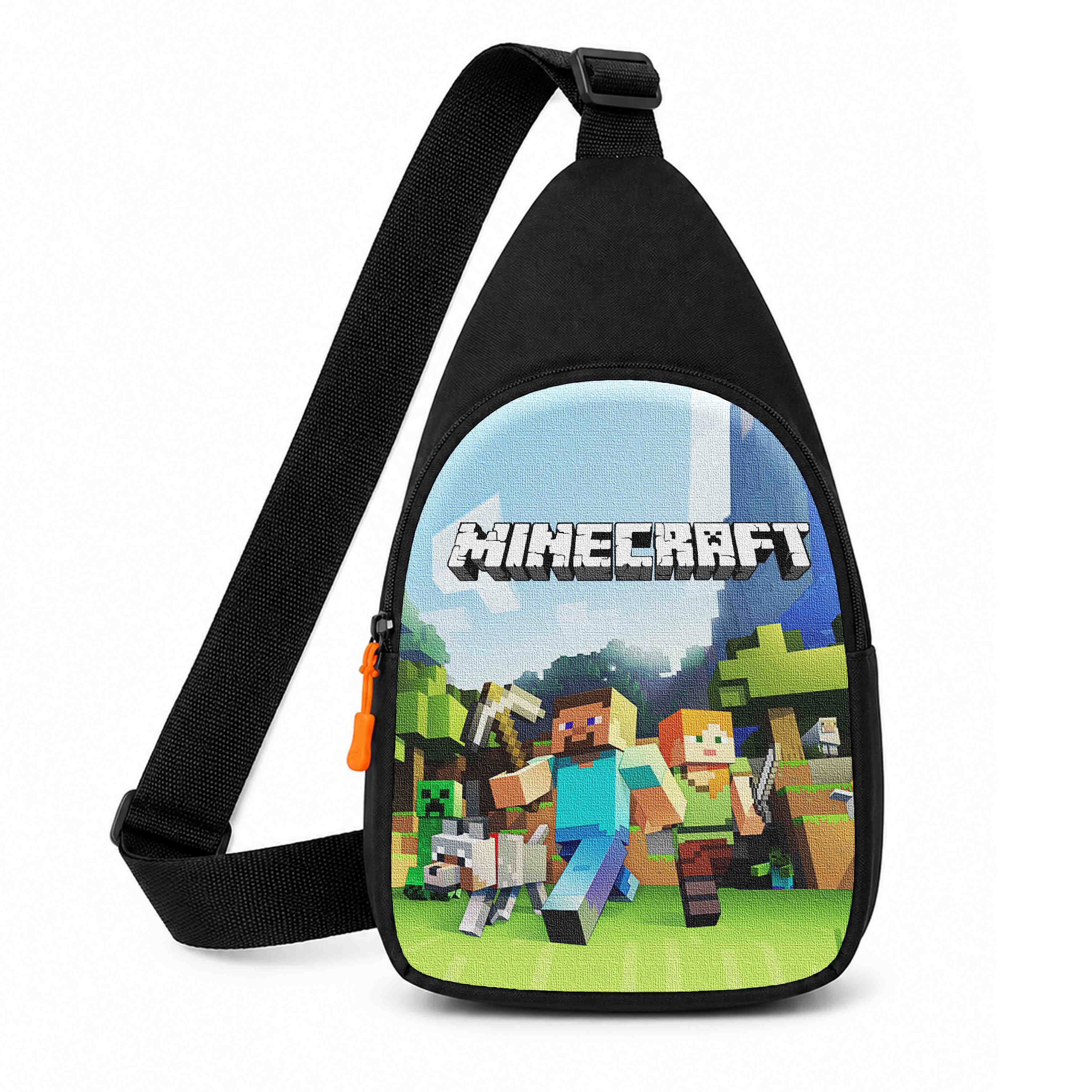 Дитяча сумка-слінг Minecraft Крипер, чорна, 29x17x5 см