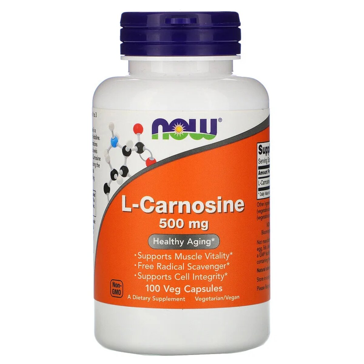 L-Карнозин, L-Carnosine, Now Foods, 500 мг, 100 вегетаріанських капсул