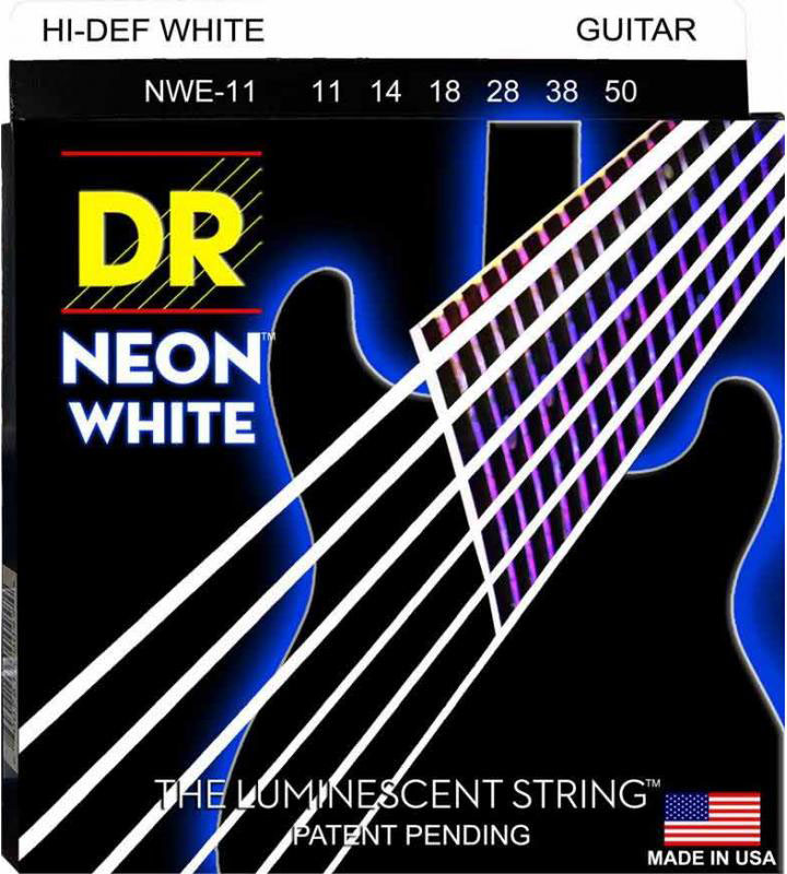 Струны для электрогитары DR NWE-11 Hi-Def Neon White K3 Coated Heavy Electric Guitar Strings 11/50