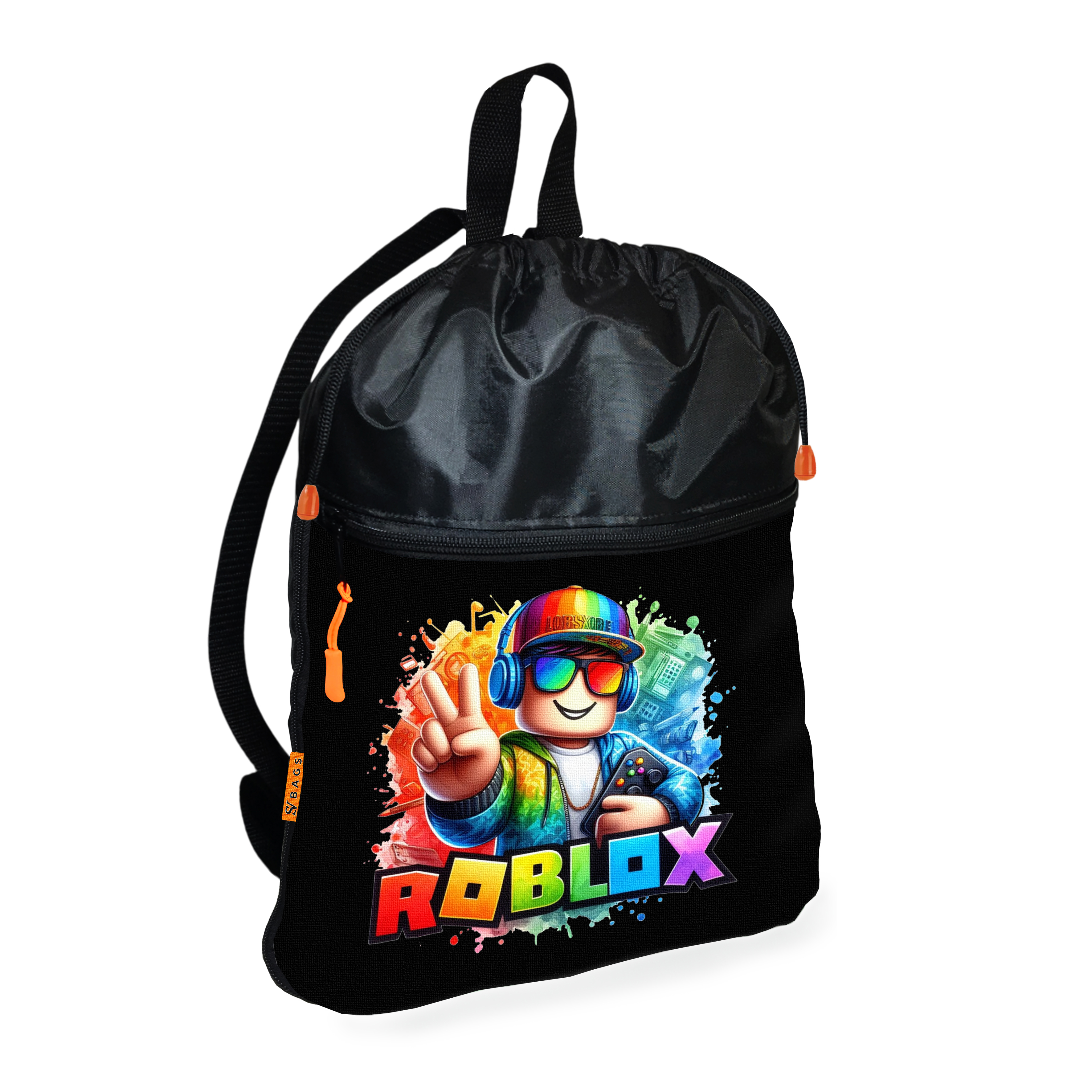Рюкзак-мішок для взуття з принтом Roblox 32×43×13 см, чорний