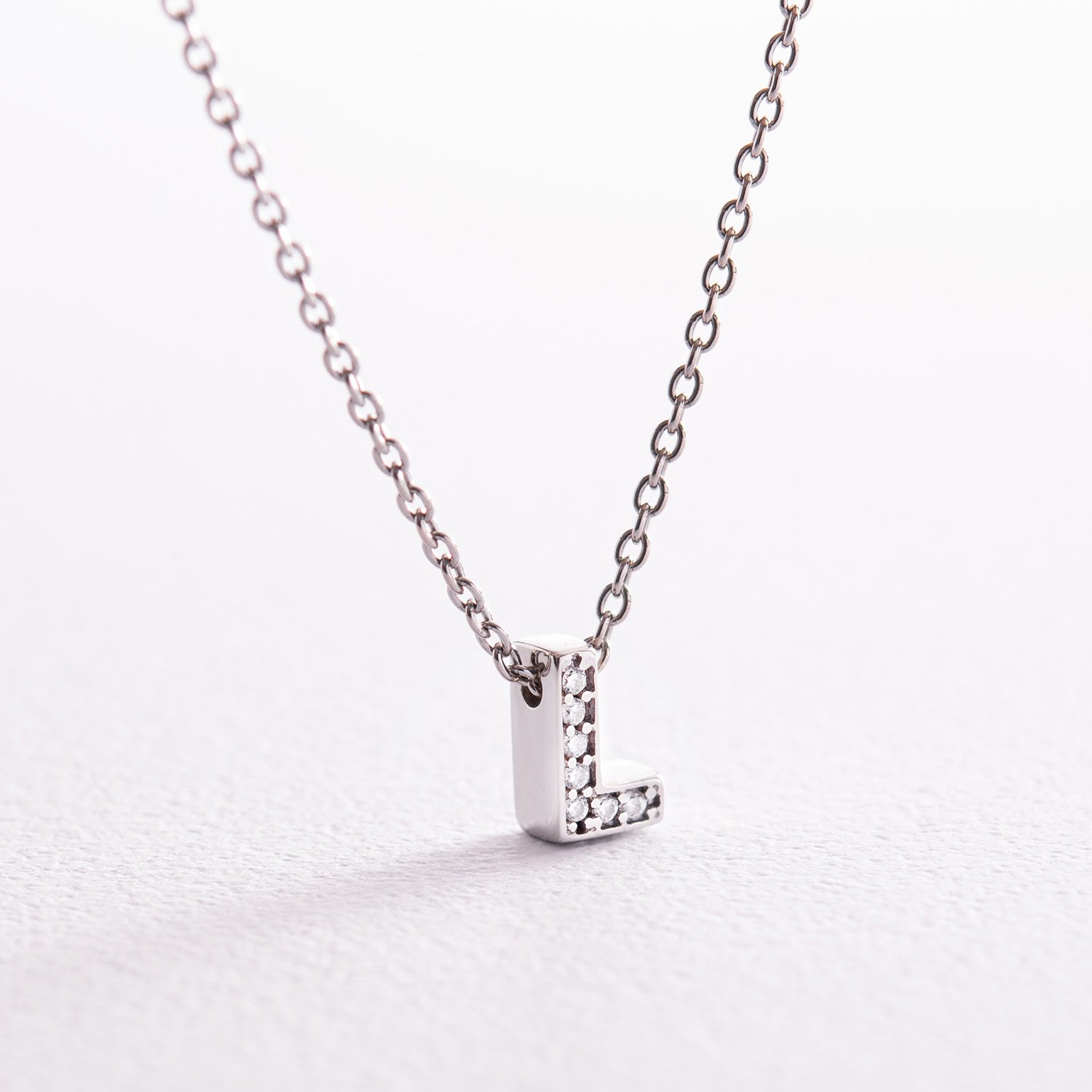 Серебряное колье с буквой L с фианитами 1103 L Оникс 45