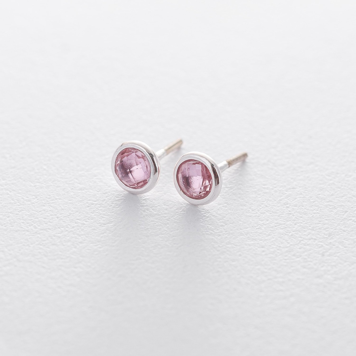 Срібні сережки з рожевим топазом 122167 Онікс.