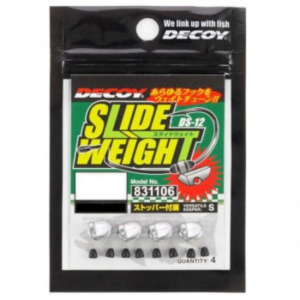 Грузило Decoy DS-12 Slide Weight для силікону 1.8g 4шт/уп (1013-1562.09.48)