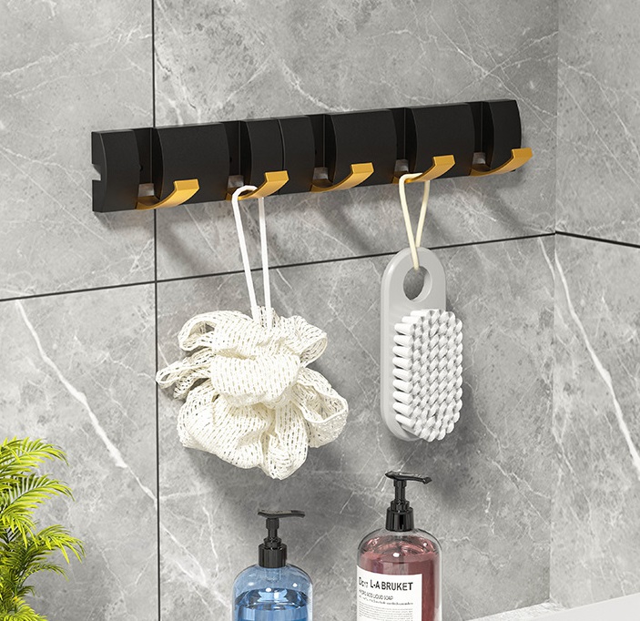 Вешалка настенная универсальная с 5 скрытыми крючками ANbeauty Черно-золотистая (AN0103444)