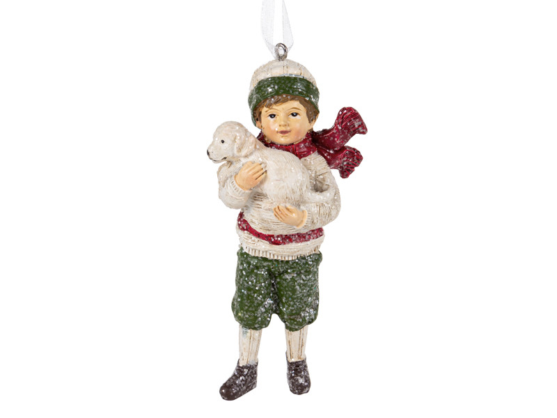 Ялинкова фігурка Christmas Boy з цуценям Lefard AL186503