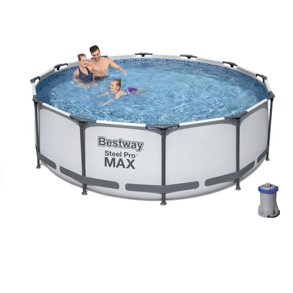 Бассейн каркасный Bestway круглый с фильтр-насососом 366х76 см 6473 л Серый (56416)
