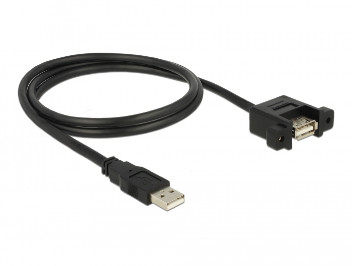 Кабель подовжувач Lucom USB2.0 A M/F 1.0m AWG28 PanelMount Gold Чорний (62.09.8358)