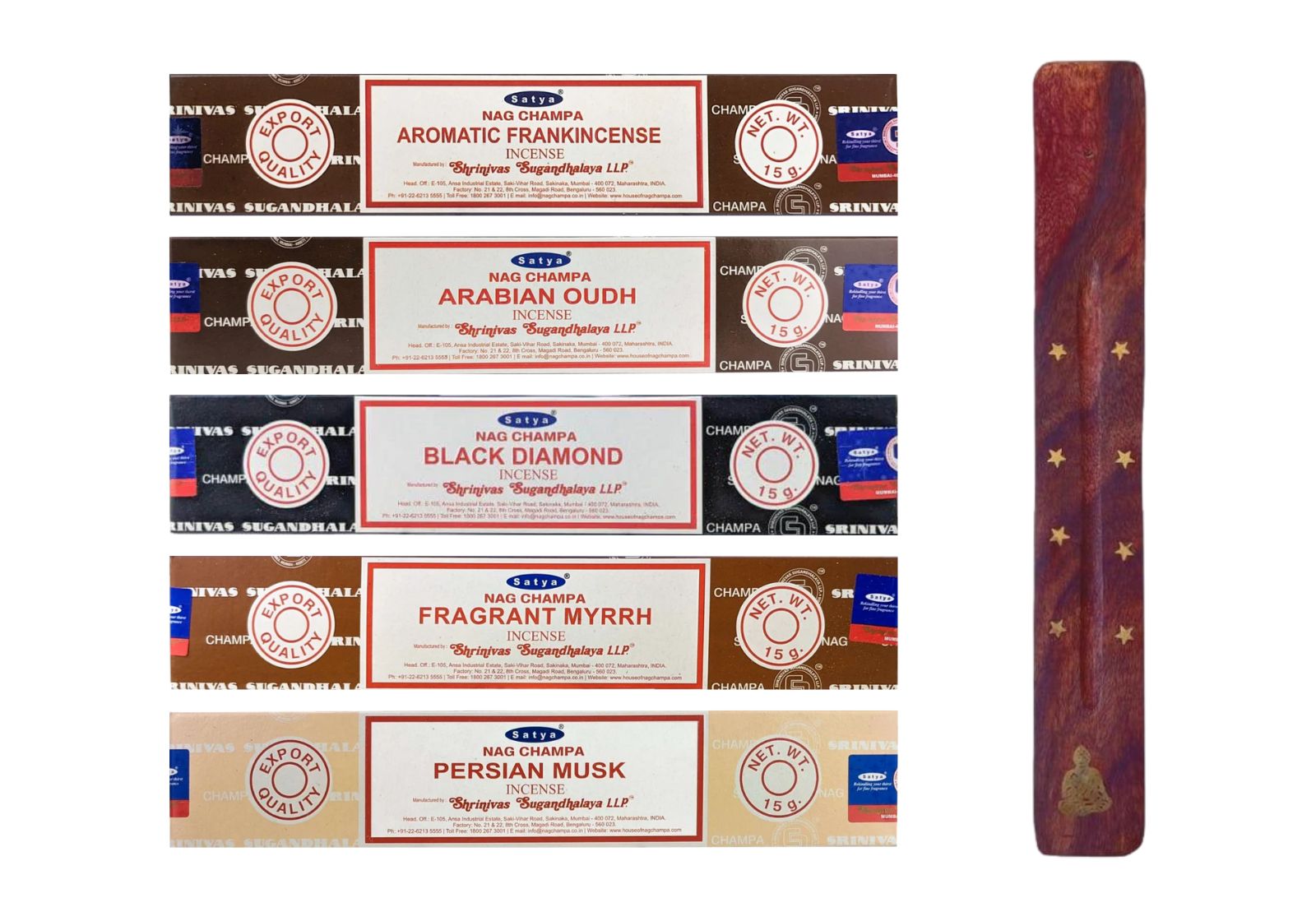 Аромапалочки набор Satya Spicy Mist 5 шт с подставкой
