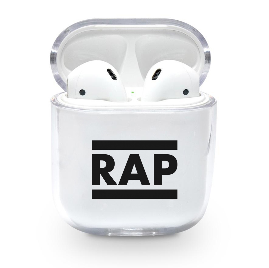 Прозрачный силиконовый чехол Apple AirPods с рисунком - Rap (KAP1159)