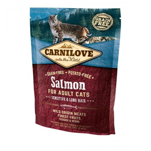 Корм для кошек с чувствительным пищеварением Carnilove Sensitive  Long Hair Salmon 400 г с лососем