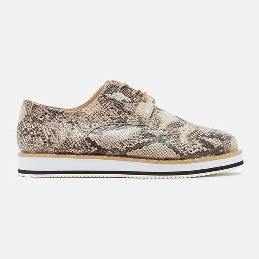 Мокасини JustFab Womens Setima Snake 38.5 Коричневий (FT1720191SE-38.5)