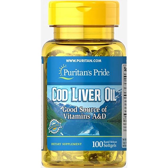 Жир из печени трески Puritan's Pride Cod Liver Oil 415 mg 100 Softgels