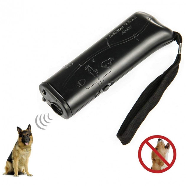 Професійний ультразвуковий відлякувач від собак із ліхтариком Repeller AD 100 Prof S з функцією тренування чорний