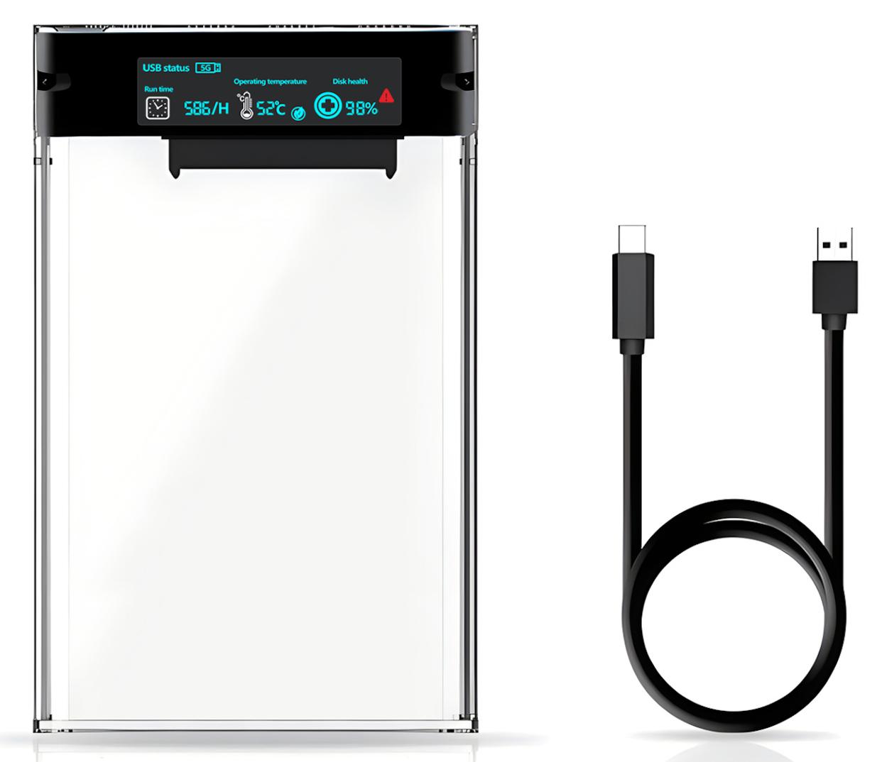 Внешний карман с дисплеем XON MemoryCase для 2.5" SATA HDD/SSD USB 3.1 Type-C Transparent (XHC2C13S21PT 2209)