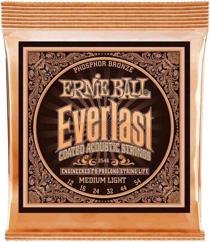 Струни для акустичної гітари 6 шт Ernie Ball 2546 Everlast Medium Phosphor Bronze Acoustic 12/54