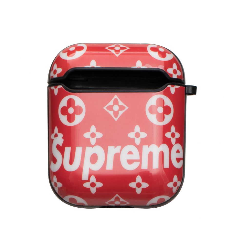 Футляр для навушників Airpods Glossy Brand Supreme red