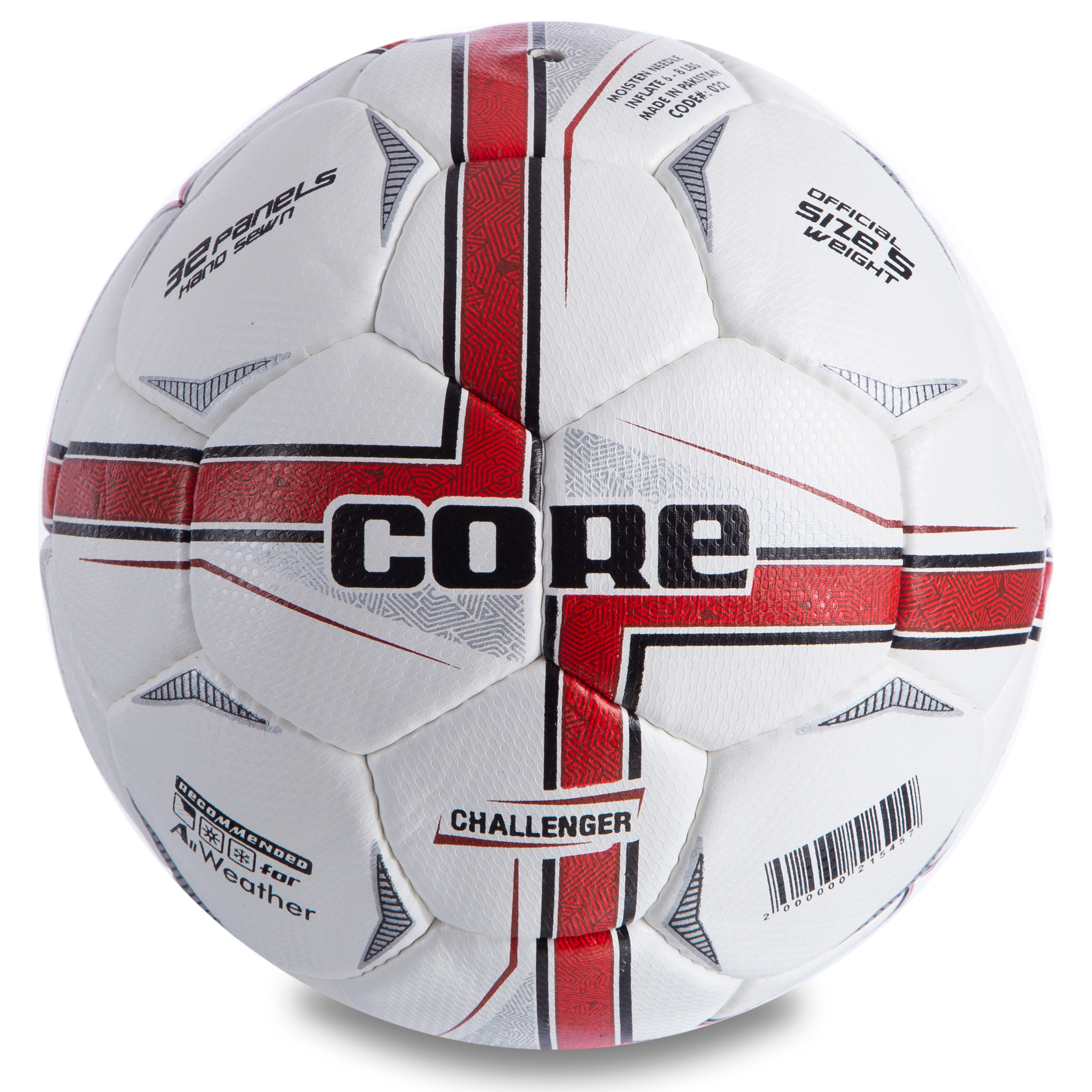 М'яч футбольний planeta-sport №5 PU CORE CHALLENGER CR-022 Білий червоний