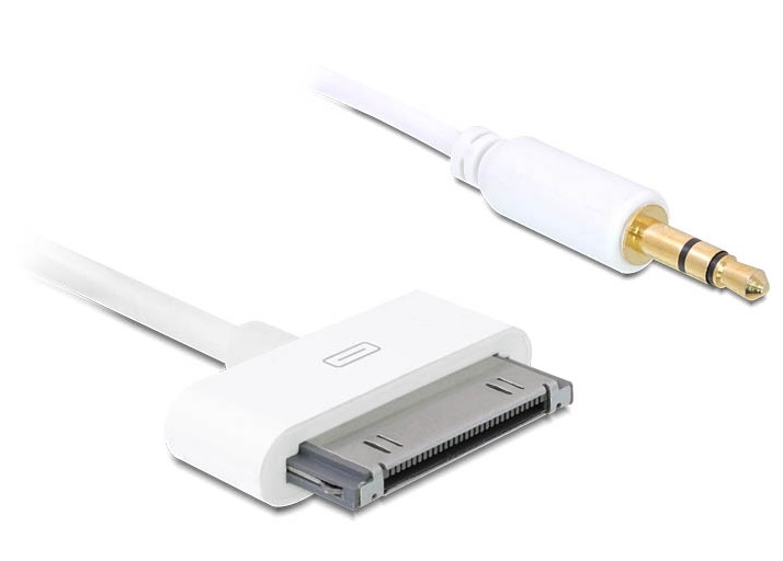 Кабель пристроїв Delock 30pin_Apple-Jack 3.5mm 3pin M/M  1.0m D=3.0mm білий (70.08.2702)