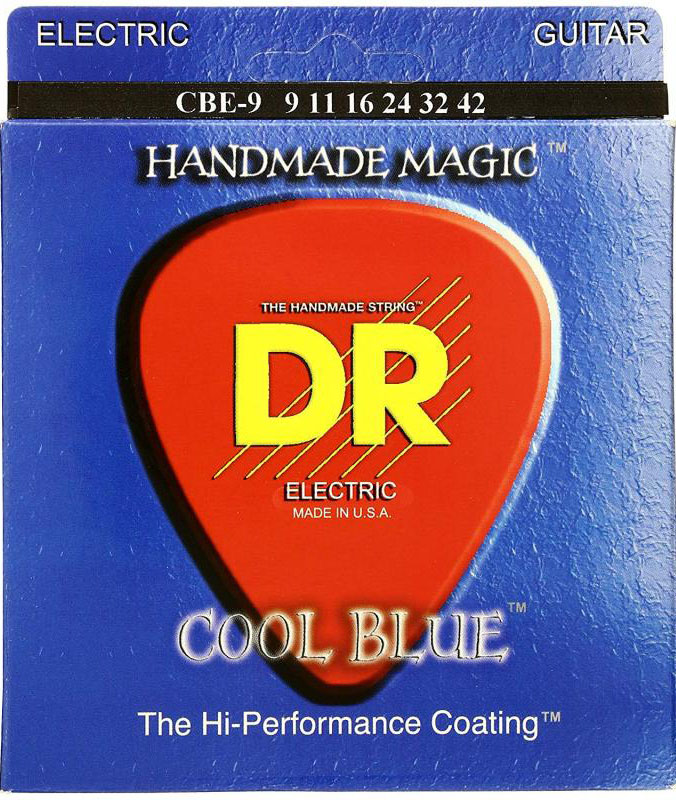 Струны для электрогитары DR CBE-9 Cool Blue Light Coated Electric Guitar Strings 9/42