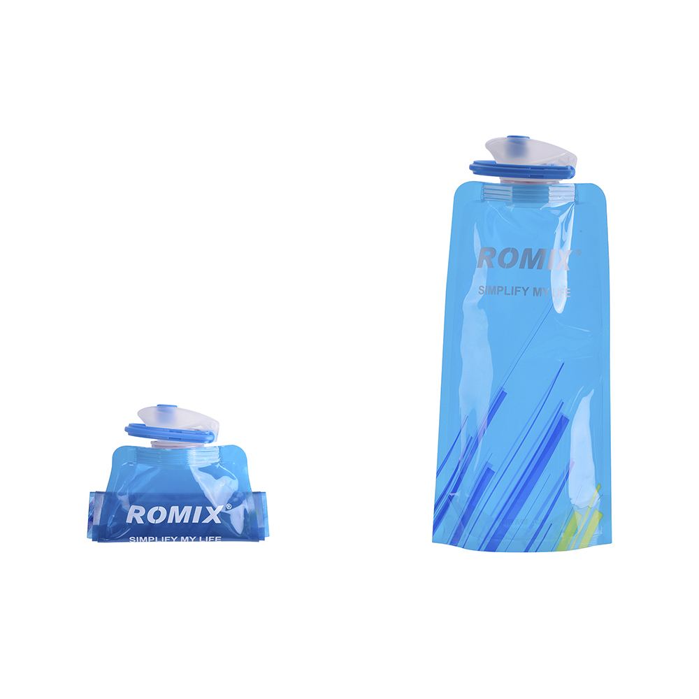 Спортивна пляшка ROMIX 0.7 л з карабіном Синя