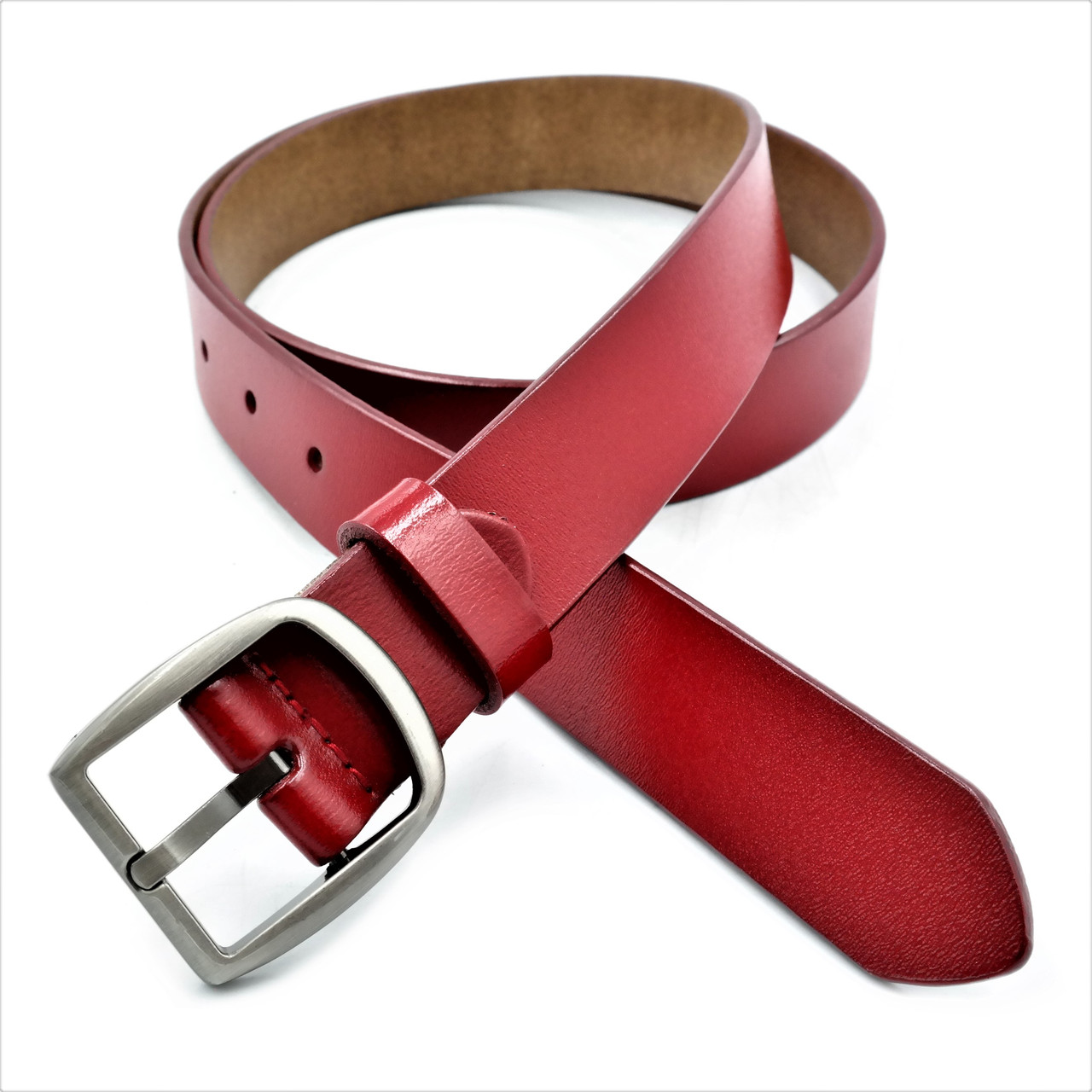 Ремень женский кожаный kit-3cm-kozh-004 Weatro Красный