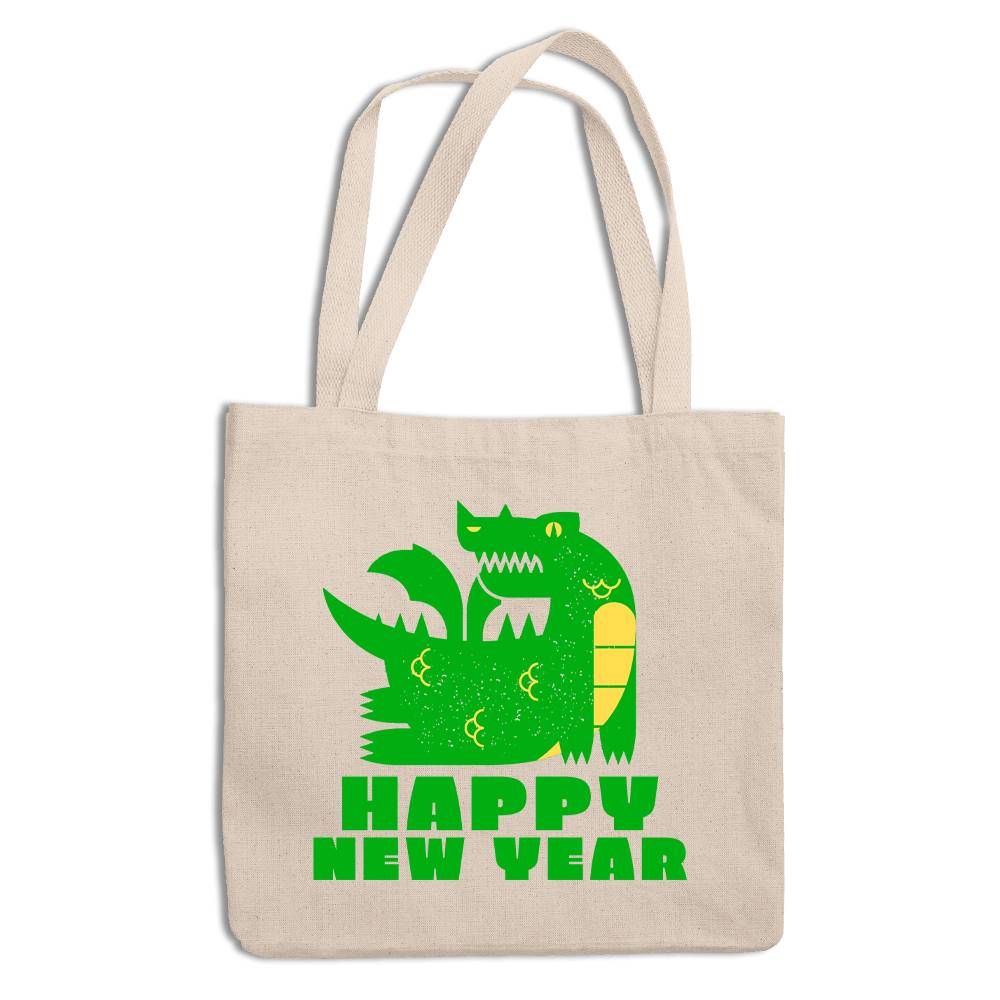 Еко-сумка шоппер з новорічним принтом Happy New Year. Dragon 2024. Дракон 2024 Кавун ЕСШ001316