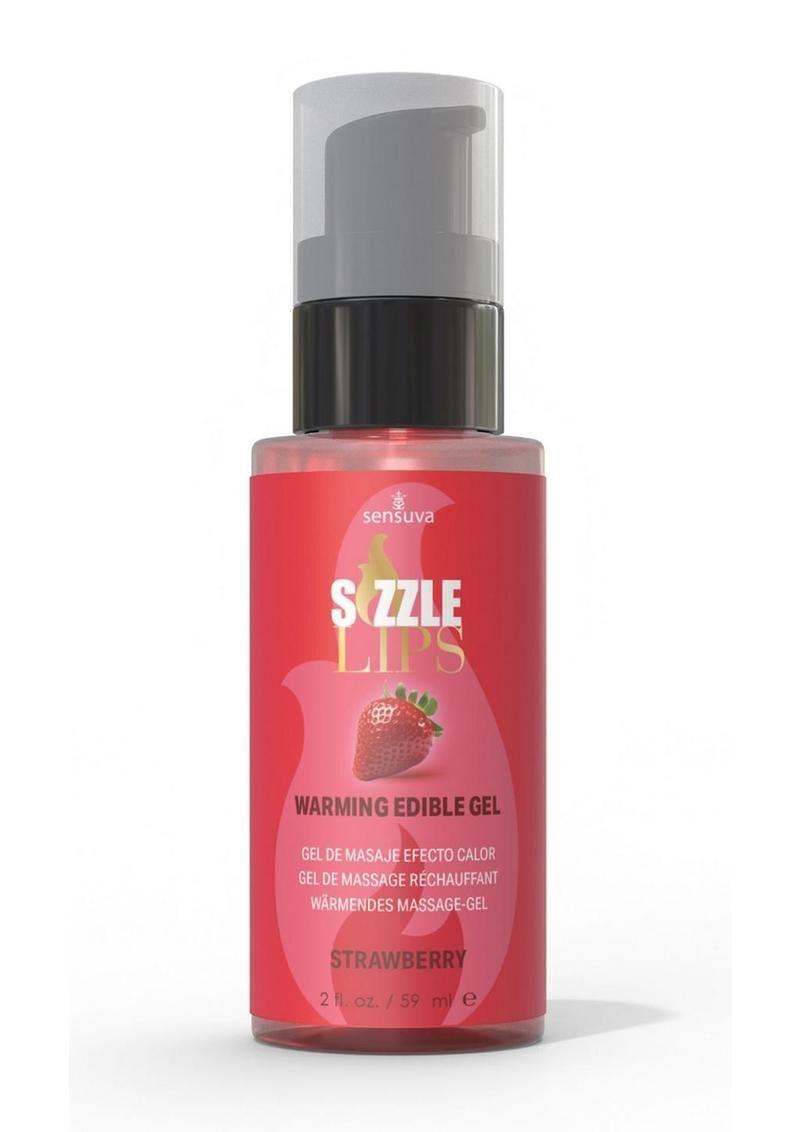 Согревающий массажный гель Sensuva Sizzle Lips Strawberry 59 мл без сахара съедобный
