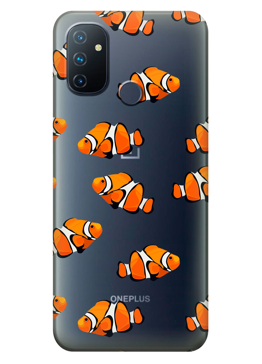 Прозрачный силиконовый чехол iSwag для OnePlus Nord N100 с рисунком - Рыбки (KS14641)