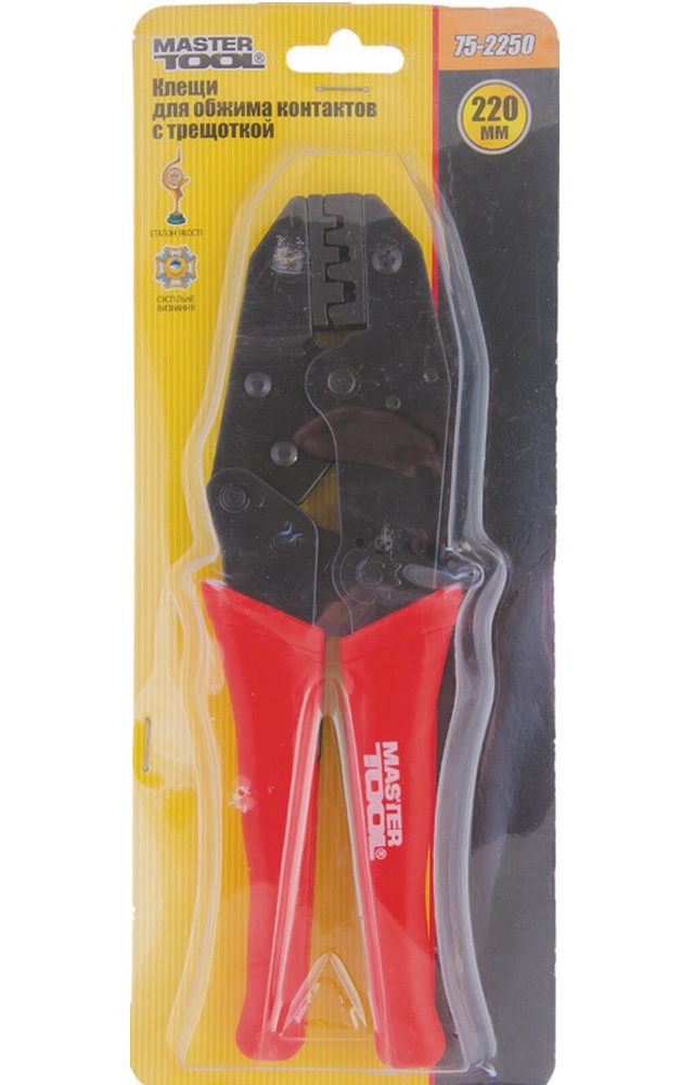 Клещи для обжима контактов с храповым механизмом MASTERTOOL 0.5-6.0 мм² Red (75-2250)