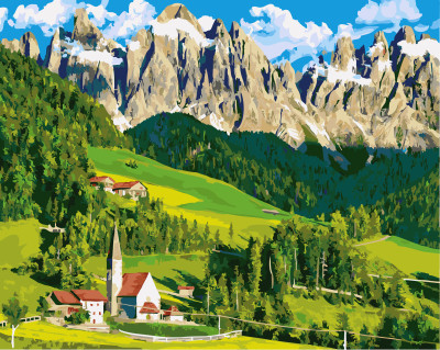 Картина за номерами BrushMe "Будиночок в Альпах" 40х50см GX21692