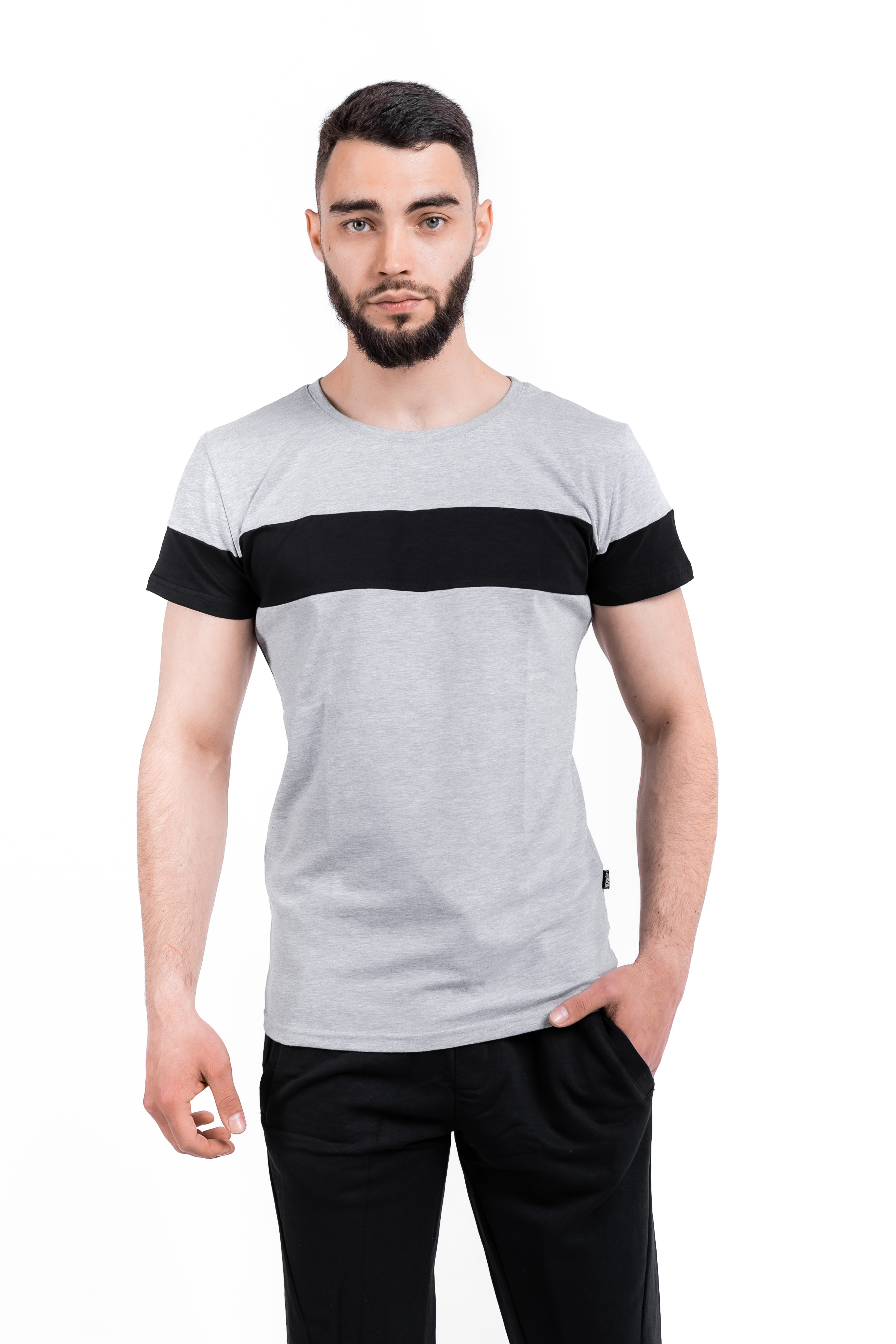 Футболка Intruder Color Stripe XL Світло-сіра з чорним (1589370633/ XL)