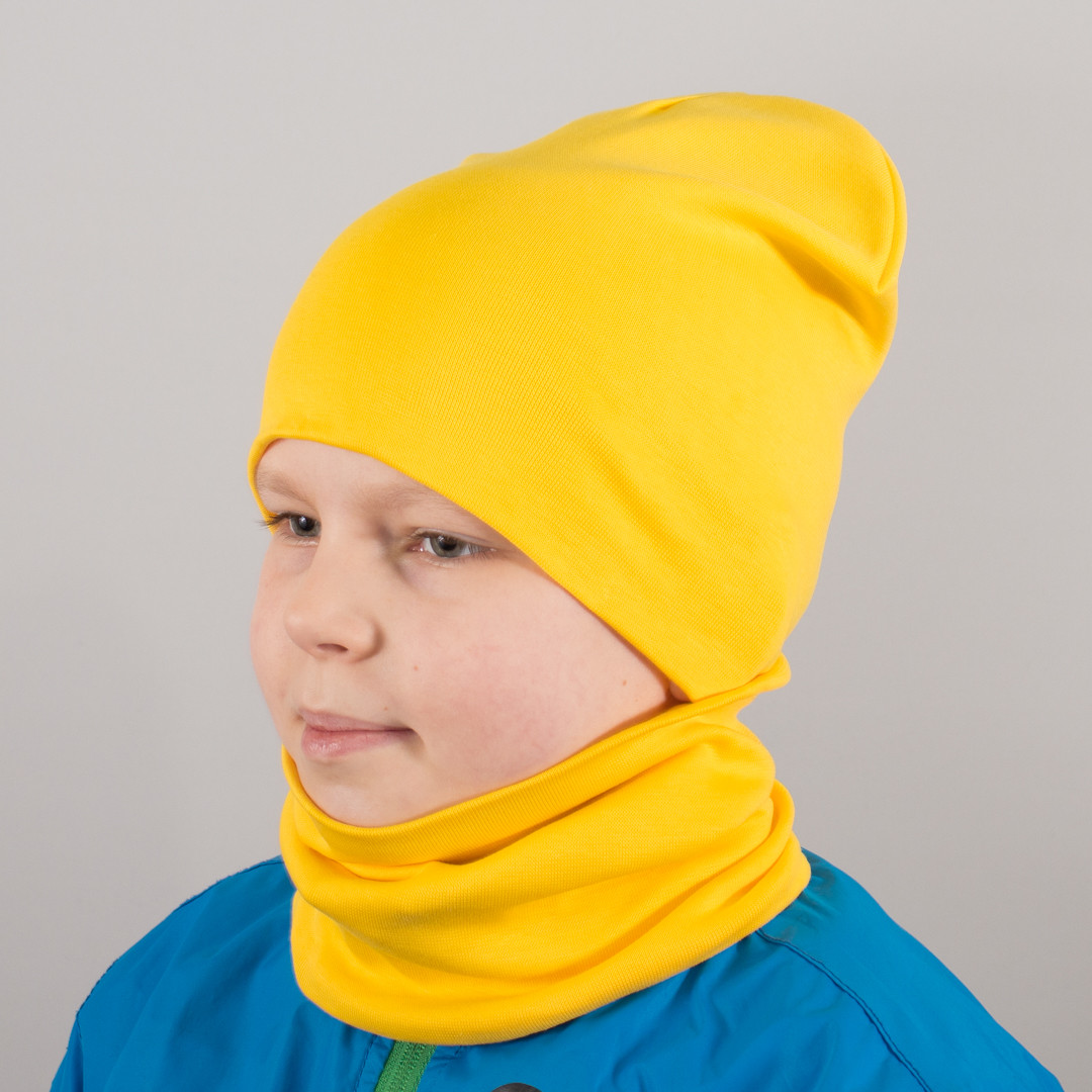 Детская шапка с хомутом КАНТА размер 48-52 желтый (OC-568)