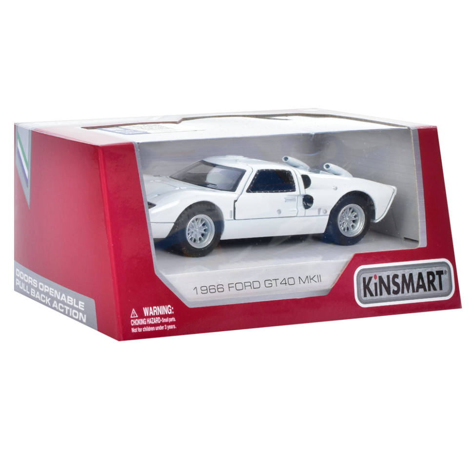 Металлическая машинка Ford 1966 GT40 MKII Kinsmart KT5427W 13 см Белый