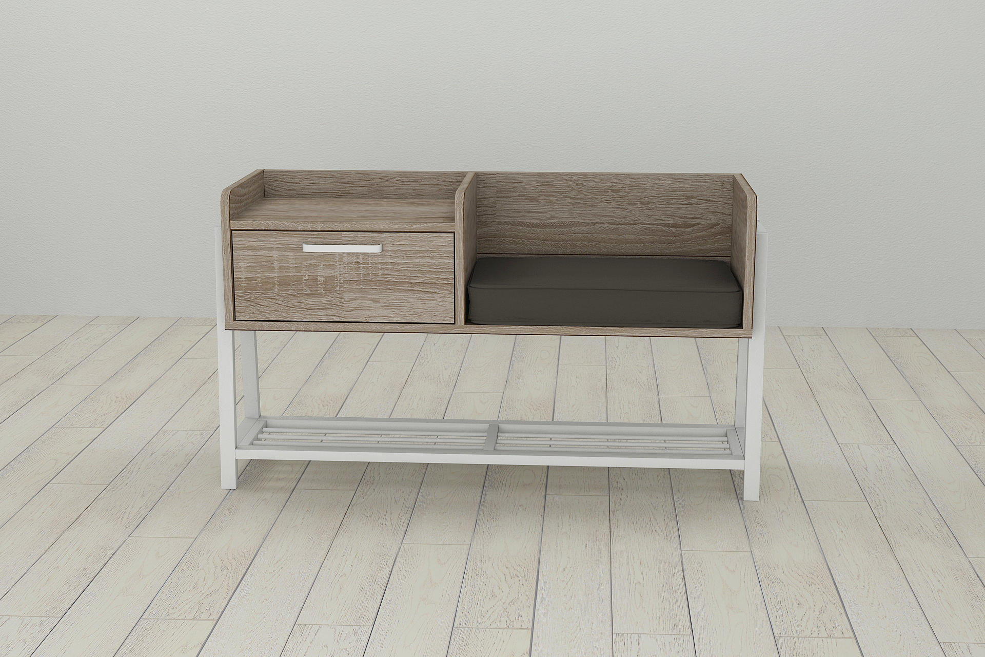 Банкетка із тумбочкою Ferrum-decor Бланка 540x1000x320 метал Білий ДСП Сонома Трюфель 16 мм (BLA0012)