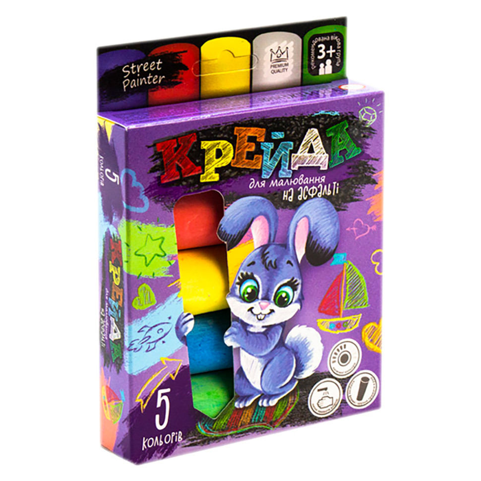 Мел для рисования на асфальте Danko Toys MEL-01-03U 5 шт большой