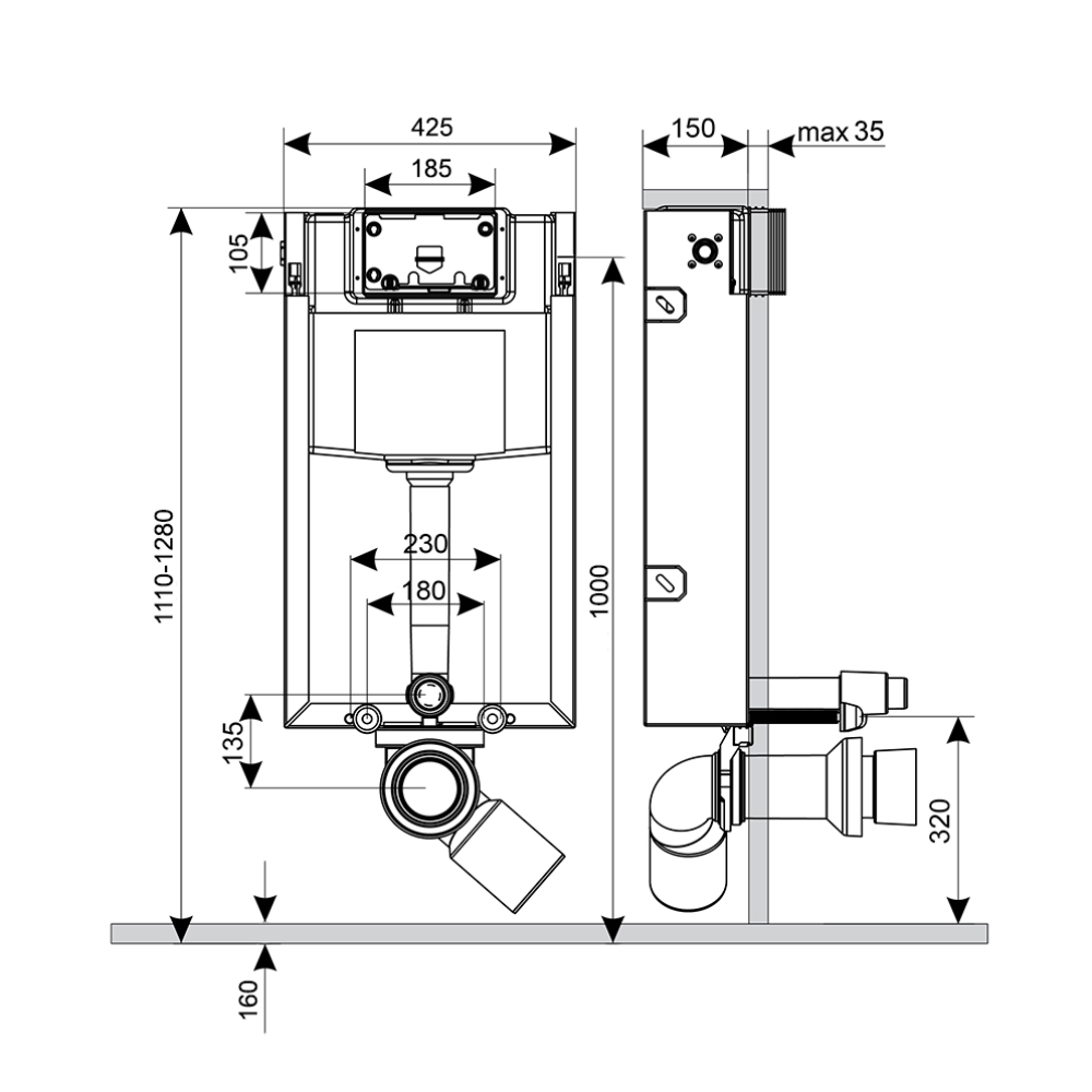 Инсталляция Для Унитаза Qtap Nest Qt0133M425