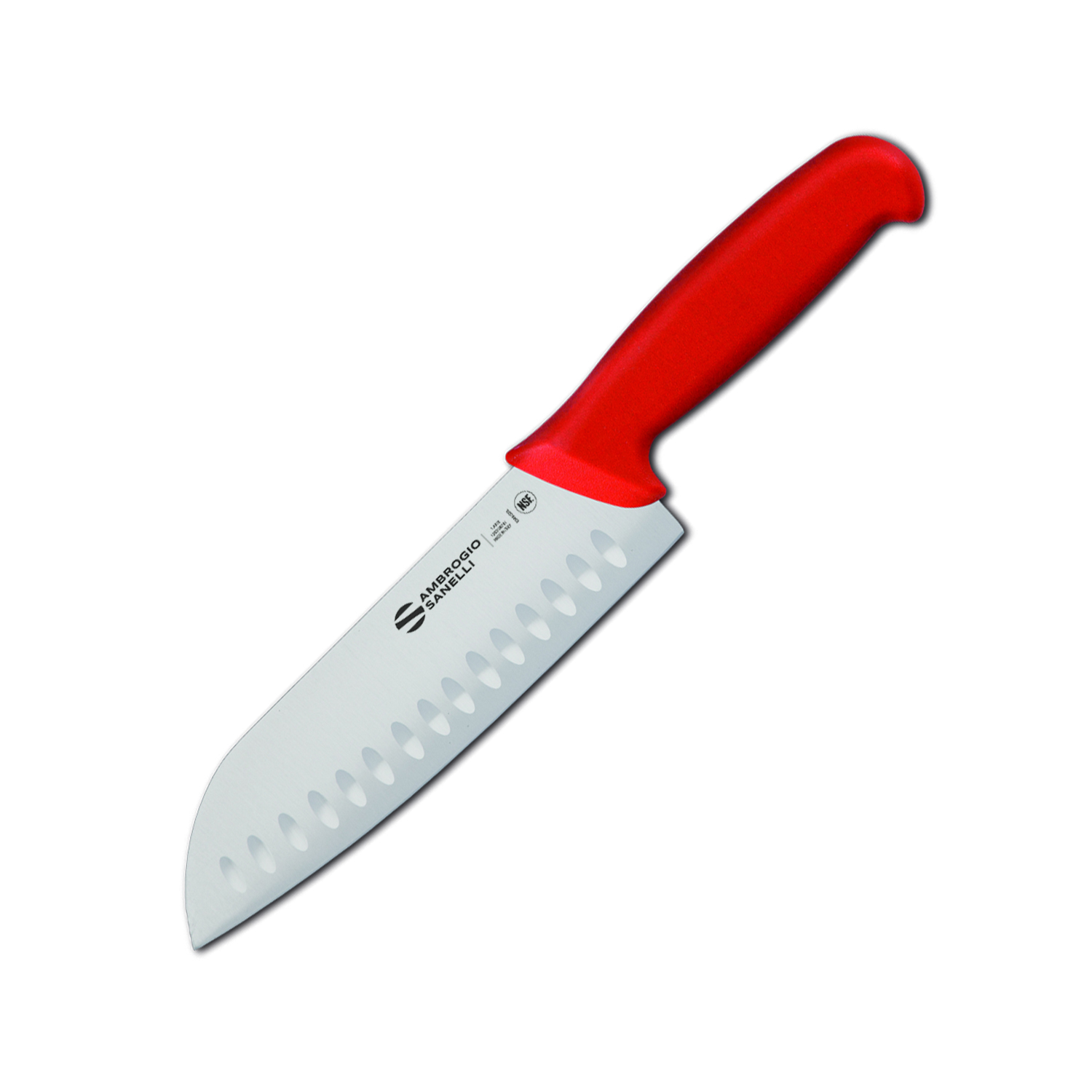 Нож Сантоку Sanelli Ambrogio Supra особое лезвие грантон 18 см Красный (77989)
