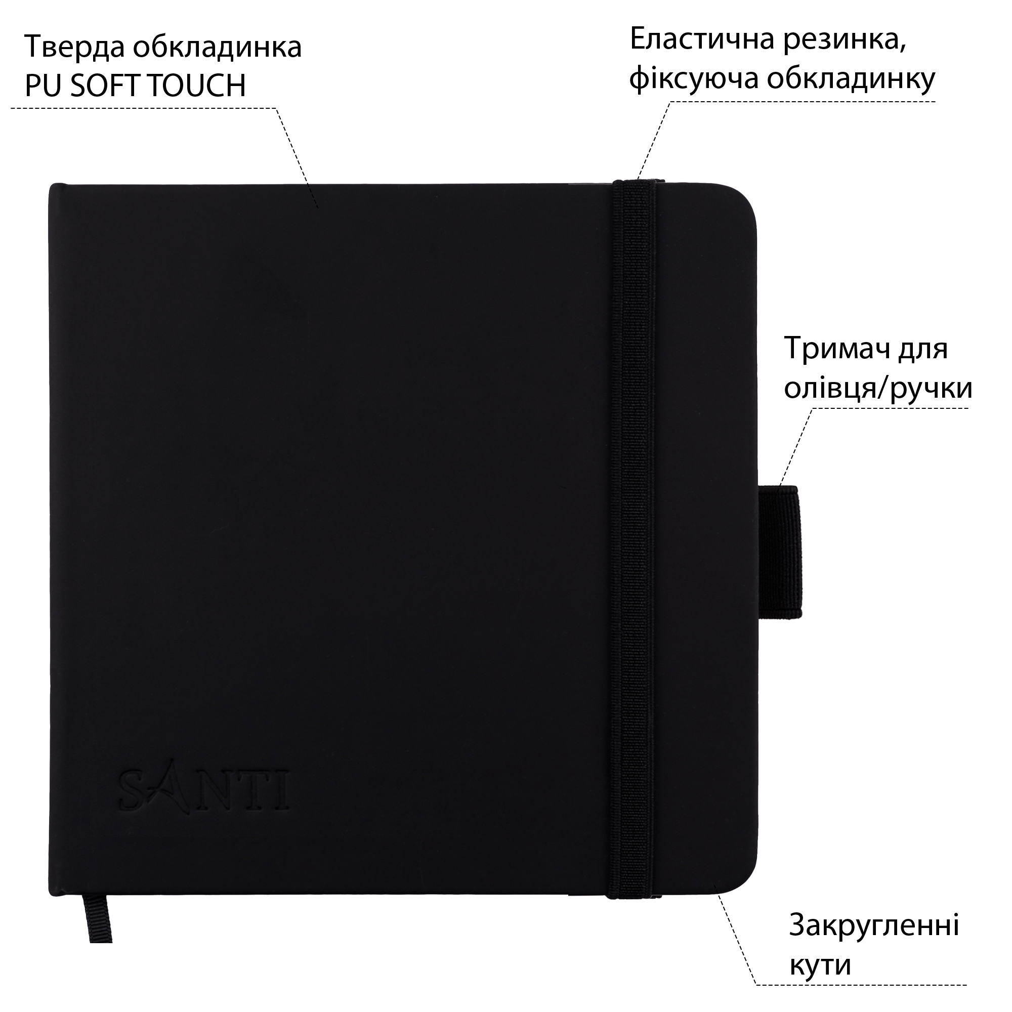 Скетчбук для графики Santi 12х12 см PU 110 г/м2 Черный 100 л (743187)
