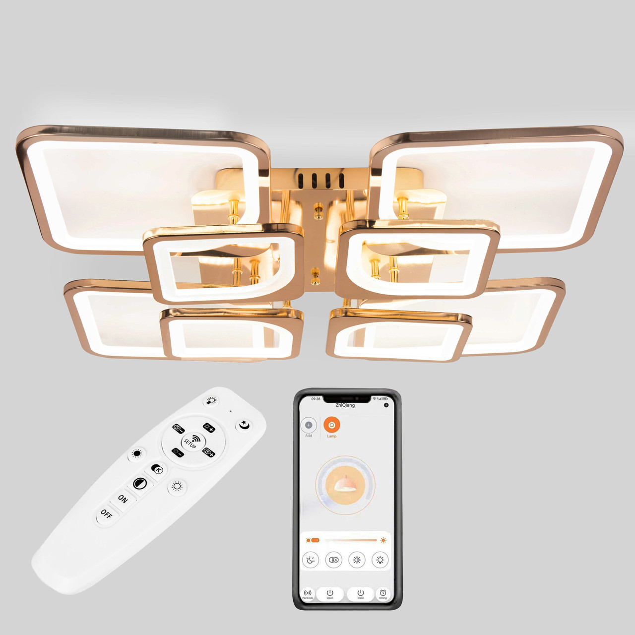 Стельова LED люстра Sunlight 5631/4+4 Gold