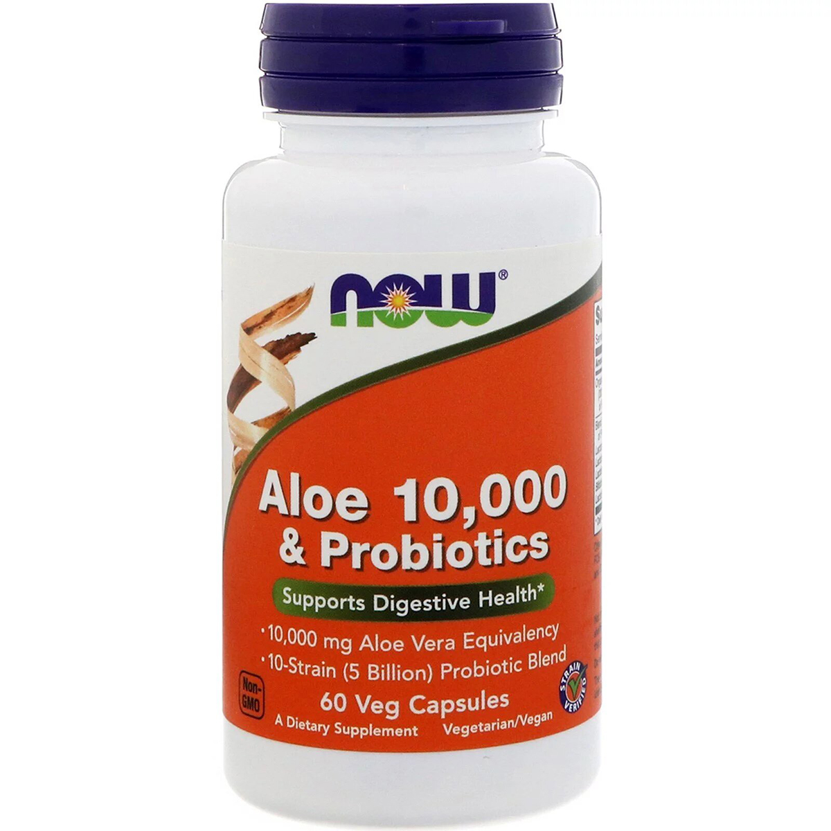 Алое 10 000 & Пробиотики, Now Foods, 60 вегетарианских капсул