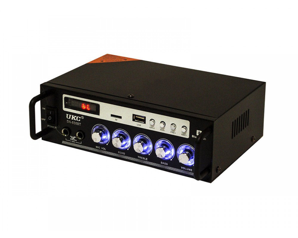 Підсилювач звуку UKC SN-838BT USB/SD/AUX Bluetooth Караоке 30W+30W Black (3sm_646343988)