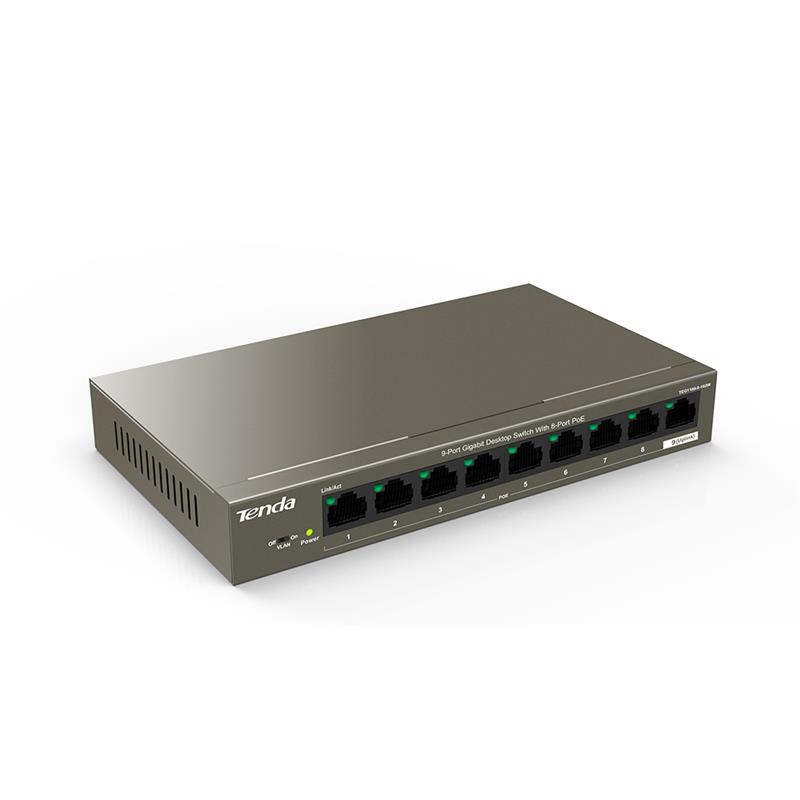 Комутатор Tenda TEG1109P-8-102W (8xGE PoE, 1xGE Uplink)