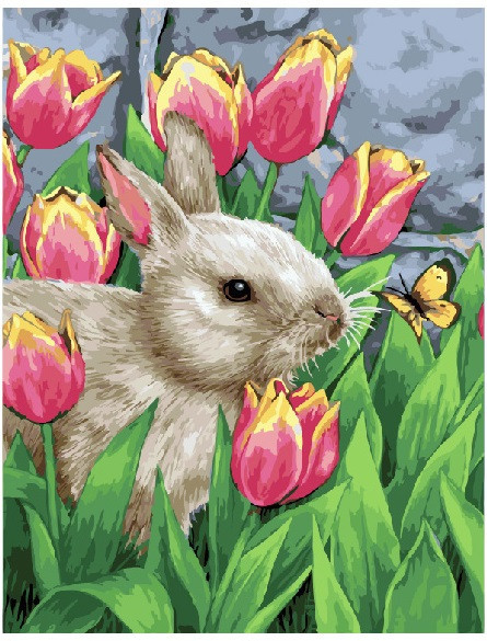 Картина за номерами BrushMe "Заєць у тюльпанах" 40х50см GX21493