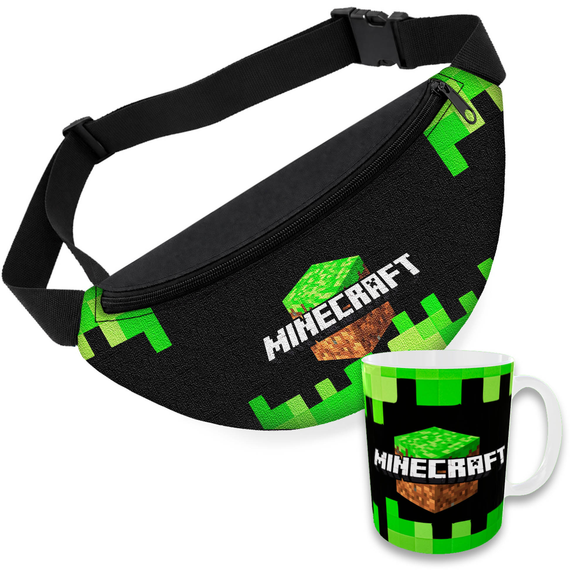 Дитяча сумка-бананка з гуртком Minecraft, 32х15 см, гурток 330 мл