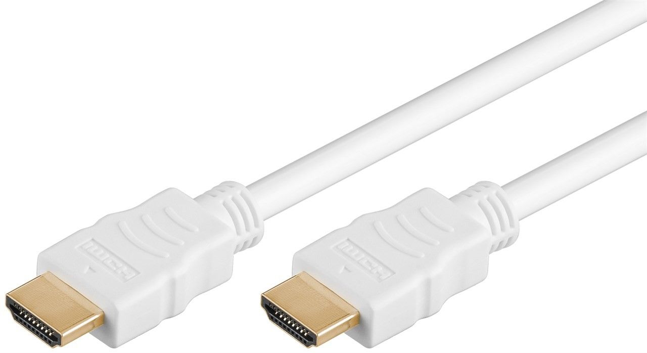 Кабель монітора-сигнальний Goobay HDMI M/M  1.5m HS+HEC+ARC 4K@30Hz D=6.0mm Gold білий (75.03.4261)