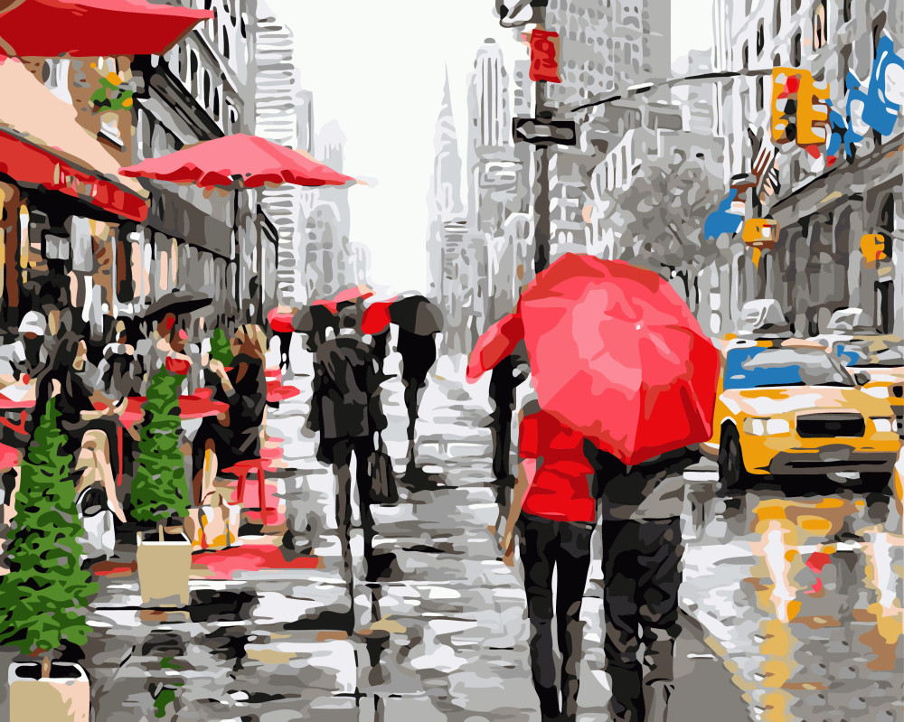 Картина по номерам BrushMe "Дождь в Нью-Йорке" 40х50см GX8091