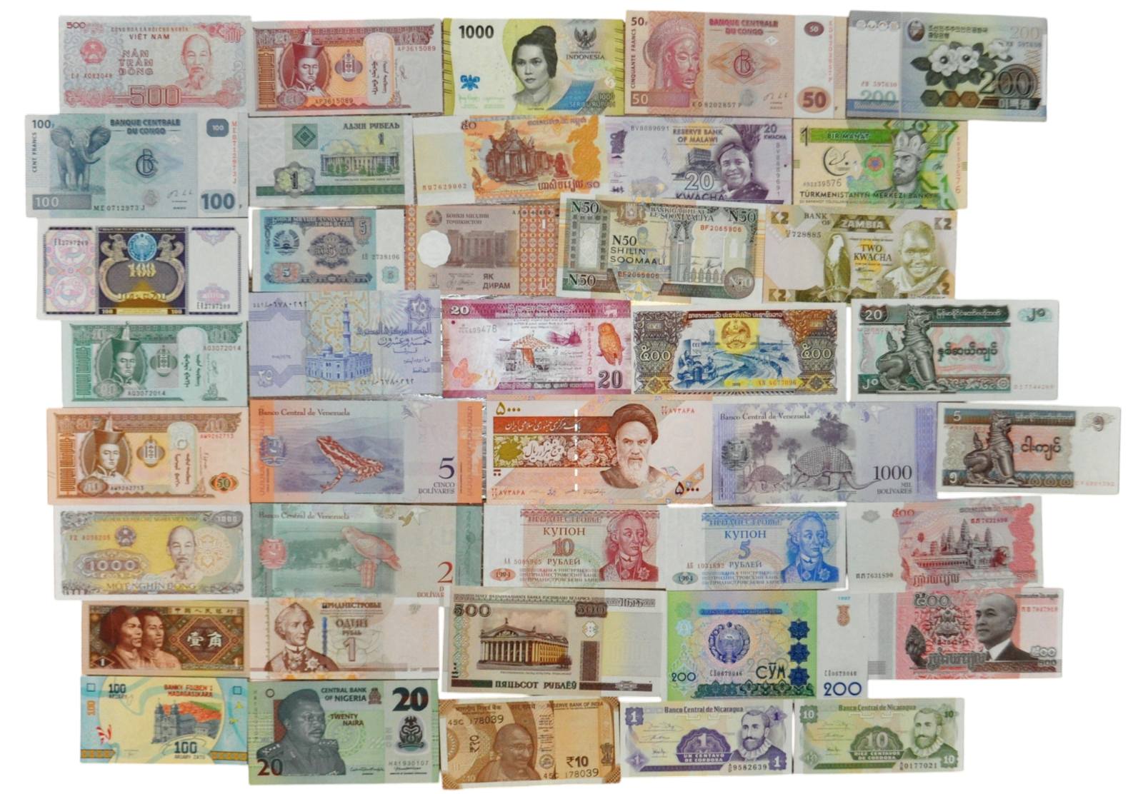 Коллекция банкнот стран мира Collection UNC 40 штук Разноцветный (hub_1xab8s)
